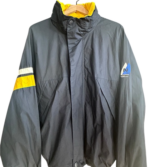 Vintage Nautica Windbreaker Jacket Navy Blue and Yellow - Size L - Picture 2 of 5